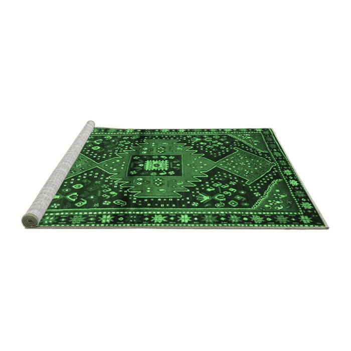 Sideview of Machine Washable Persian Emerald Green Traditional Area Rugs, wshtr159emgrn