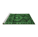 Sideview of Machine Washable Persian Emerald Green Traditional Area Rugs, wshtr159emgrn