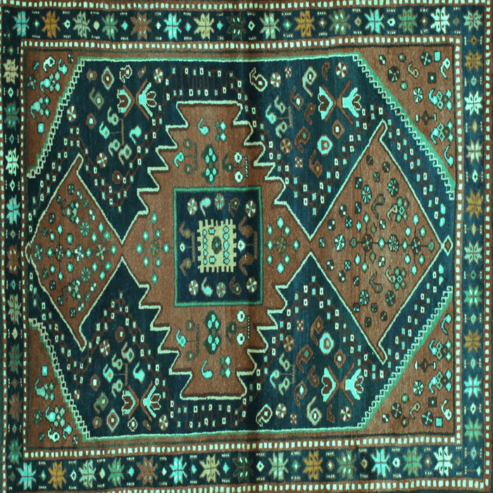 Square Machine Washable Persian Turquoise Traditional Area Rugs, wshtr159turq