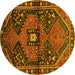 Round Persian Yellow Traditional Rug, tr159yw