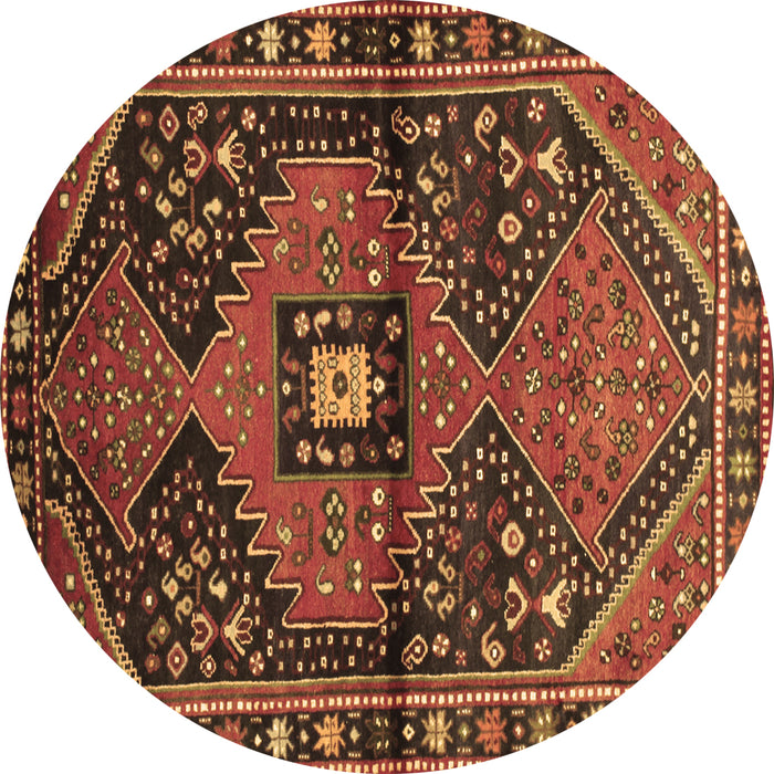 Round Machine Washable Persian Brown Traditional Rug, wshtr159brn
