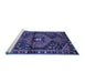 Sideview of Machine Washable Persian Blue Traditional Rug, wshtr159blu