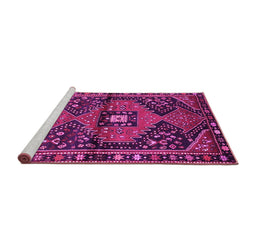 Sideview of Machine Washable Persian Pink Traditional Rug, wshtr159pnk