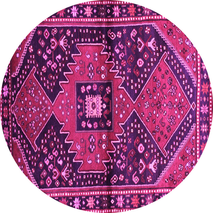 Round Machine Washable Persian Pink Traditional Rug, wshtr159pnk