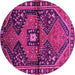 Round Persian Pink Traditional Rug, tr159pnk