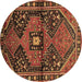 Round Persian Brown Traditional Rug, tr159brn