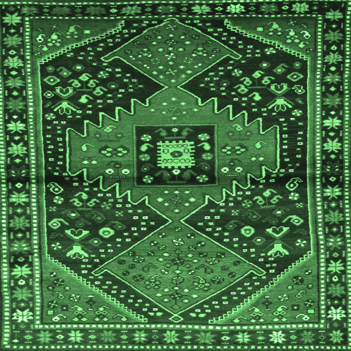 Square Machine Washable Persian Emerald Green Traditional Area Rugs, wshtr159emgrn