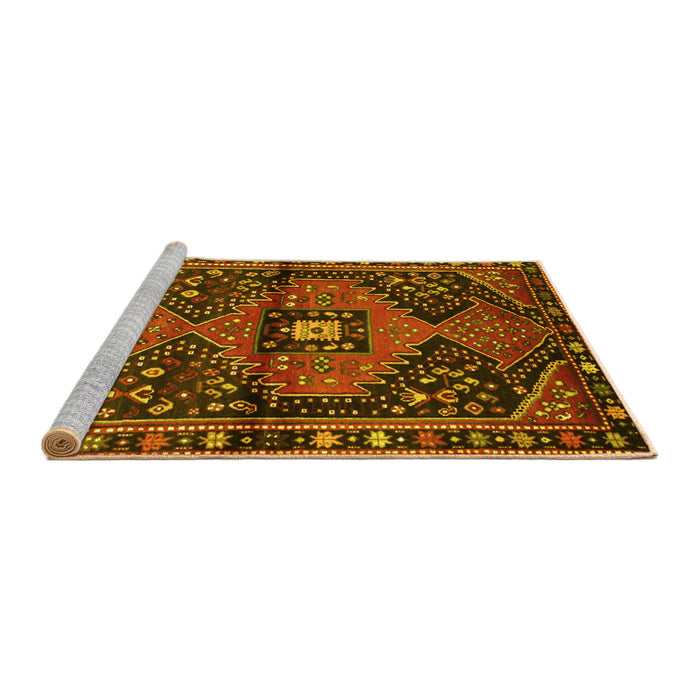 Sideview of Machine Washable Persian Yellow Traditional Rug, wshtr159yw