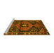 Sideview of Machine Washable Persian Yellow Traditional Rug, wshtr159yw