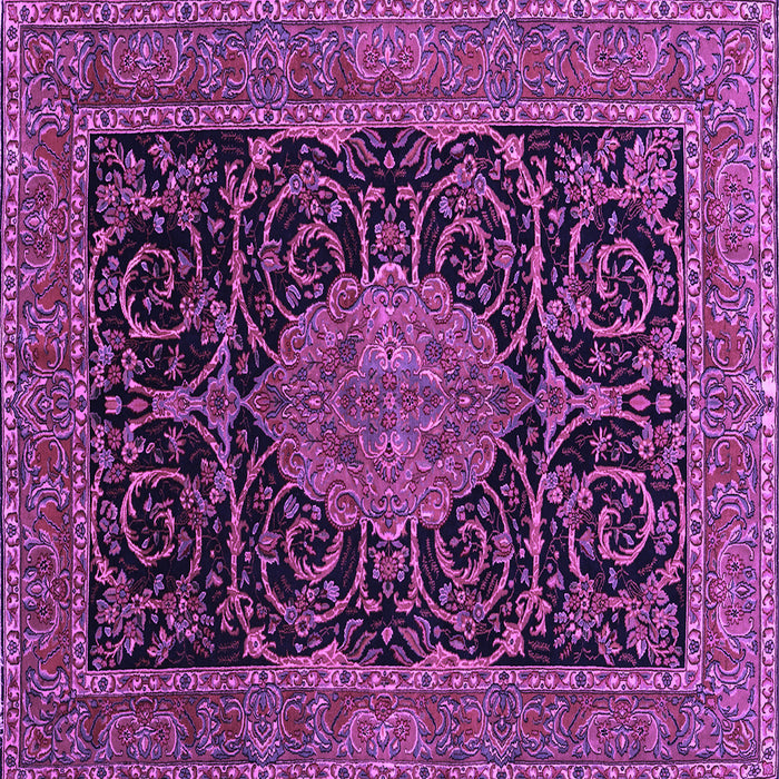 Square Machine Washable Medallion Purple Traditional Area Rugs, wshtr15pur