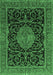 Machine Washable Medallion Emerald Green Traditional Area Rugs, wshtr15emgrn