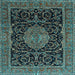 Square Medallion Light Blue Traditional Rug, tr15lblu