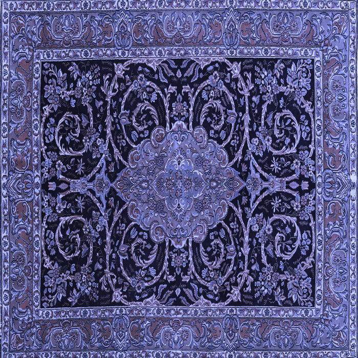 Square Machine Washable Medallion Blue Traditional Rug, wshtr15blu