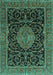 Machine Washable Medallion Turquoise Traditional Area Rugs, wshtr15turq