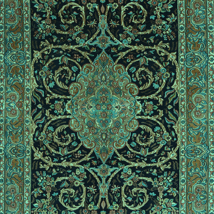 Machine Washable Medallion Turquoise Traditional Area Rugs, wshtr15turq