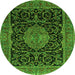 Square Medallion Green Traditional Rug, tr15grn