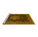 Sideview of Machine Washable Medallion Yellow Traditional Rug, wshtr15yw