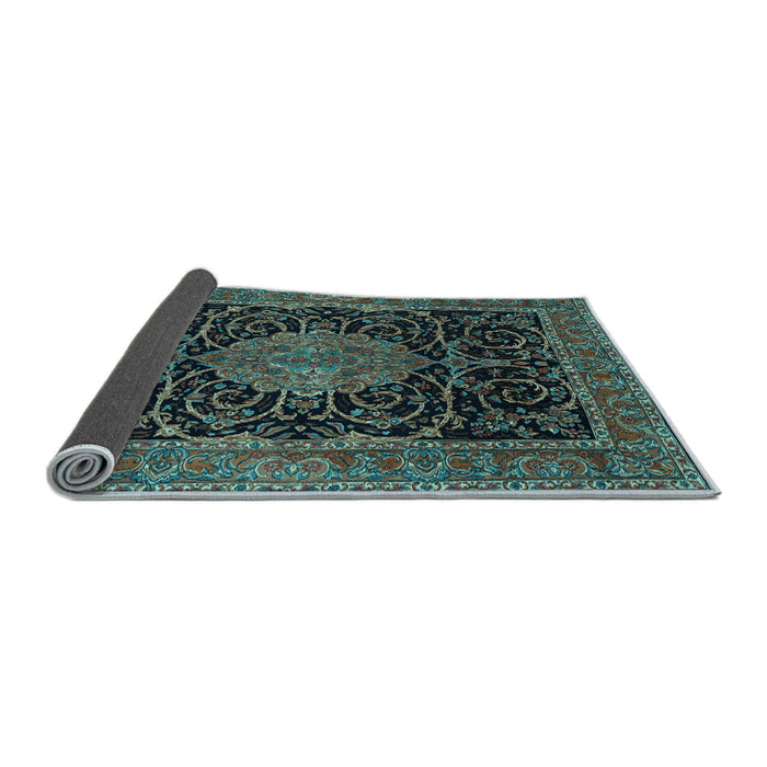 Sideview of Medallion Light Blue Traditional Rug, tr15lblu