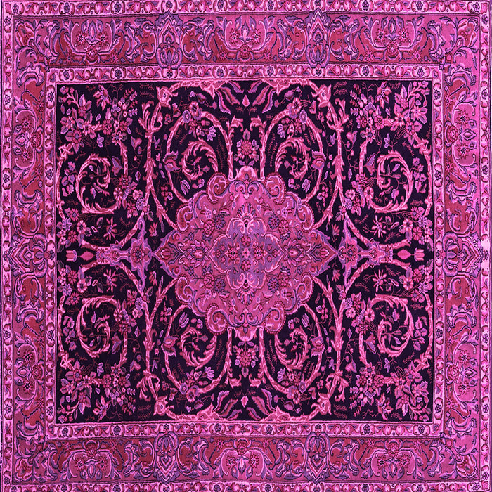 Square Machine Washable Medallion Pink Traditional Rug, wshtr15pnk