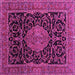 Square Machine Washable Medallion Pink Traditional Rug, wshtr15pnk