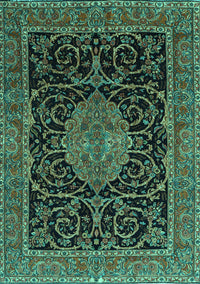 Medallion Turquoise Traditional Rug, tr15turq