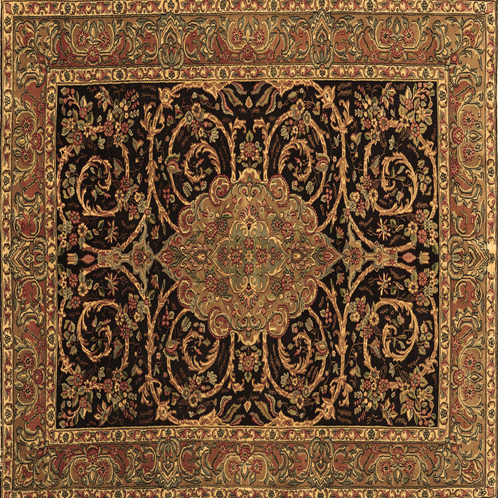 Square Machine Washable Medallion Brown Traditional Rug, wshtr15brn