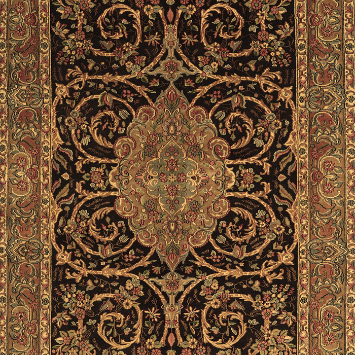 Machine Washable Medallion Brown Traditional Rug, wshtr15brn