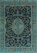 Machine Washable Medallion Light Blue Traditional Rug, wshtr15lblu