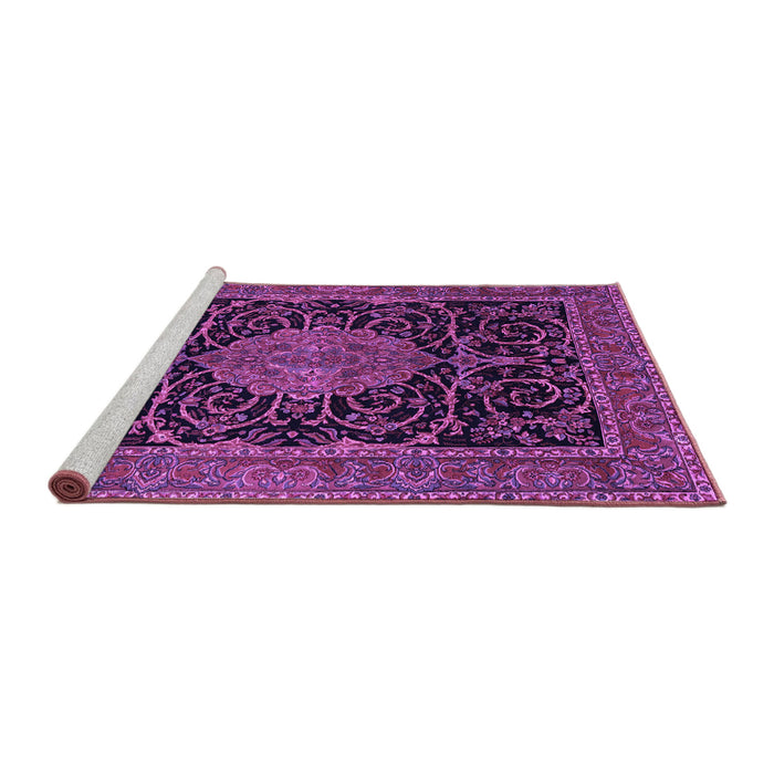 Sideview of Machine Washable Medallion Purple Traditional Area Rugs, wshtr15pur