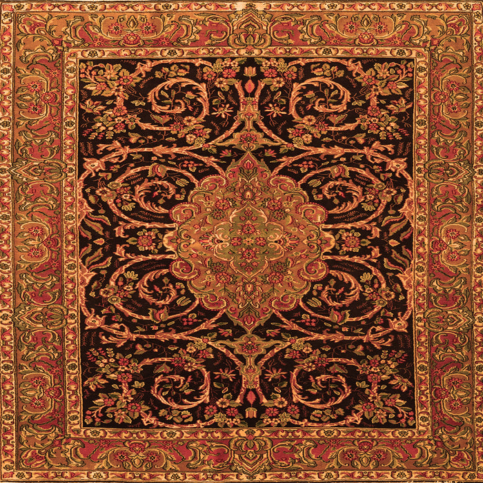 Serging Thickness of Medallion Orange Traditional Rug, tr15org