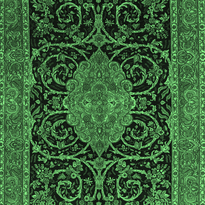Medallion Emerald Green Traditional Rug, tr15emgrn