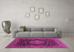 Machine Washable Medallion Pink Traditional Rug in a Living Room, wshtr15pnk