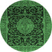 Round Medallion Emerald Green Traditional Rug, tr15emgrn