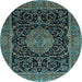 Round Medallion Light Blue Traditional Rug, tr15lblu