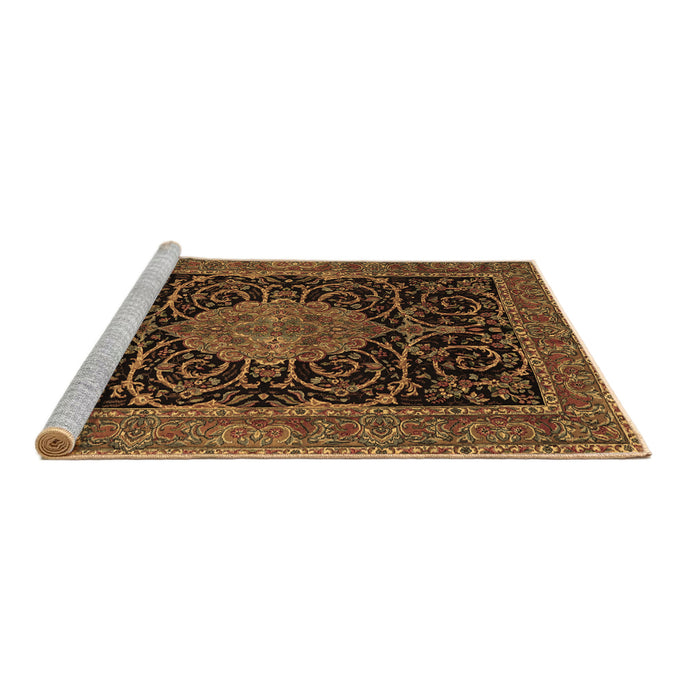 Sideview of Machine Washable Medallion Brown Traditional Rug, wshtr15brn