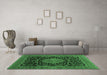 Machine Washable Medallion Emerald Green Traditional Area Rugs in a Living Room,, wshtr15emgrn