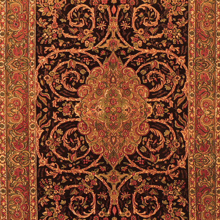 Serging Thickness of Machine Washable Medallion Orange Traditional Area Rugs, wshtr15org
