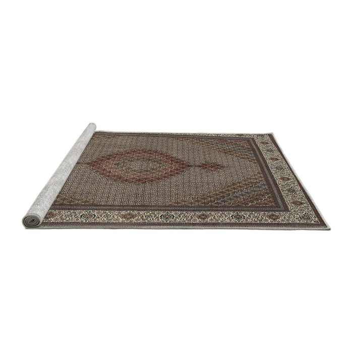 Sideview of Machine Washable Traditional Dark Brown Rug, wshtr16