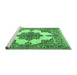 Sideview of Machine Washable Medallion Emerald Green Traditional Area Rugs, wshtr1600emgrn