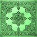 Square Machine Washable Medallion Emerald Green Traditional Area Rugs, wshtr1600emgrn