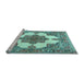 Sideview of Machine Washable Medallion Light Blue Traditional Rug, wshtr1600lblu