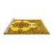 Sideview of Machine Washable Medallion Yellow Traditional Rug, wshtr1600yw