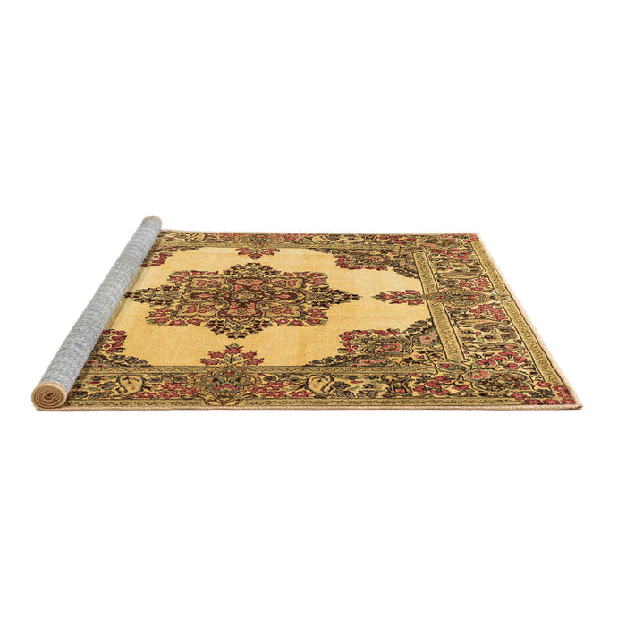 Sideview of Machine Washable Medallion Brown Traditional Rug, wshtr1600brn