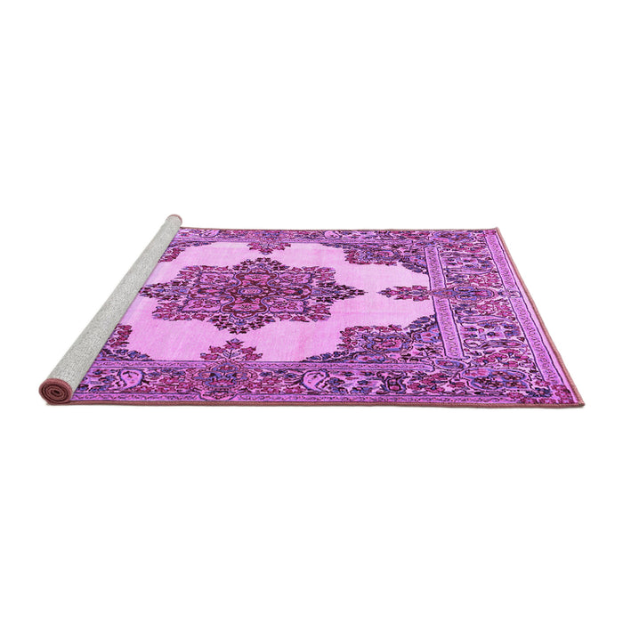 Sideview of Machine Washable Medallion Purple Traditional Area Rugs, wshtr1600pur