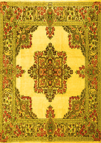 Medallion Yellow Traditional Rug, tr1600yw