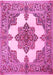 Machine Washable Medallion Pink Traditional Rug, wshtr1600pnk