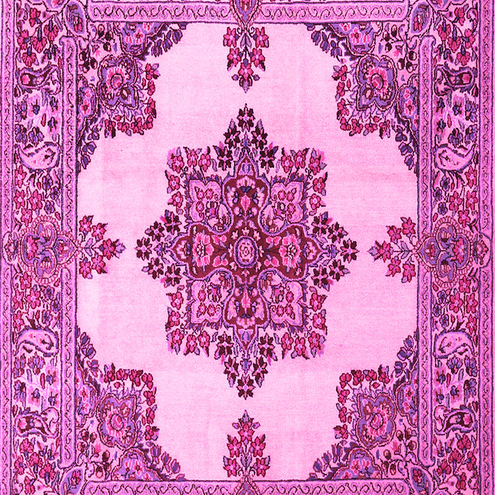 Machine Washable Medallion Pink Traditional Rug, wshtr1600pnk