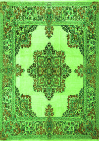 Medallion Green Traditional Rug, tr1600grn