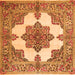 Serging Thickness of Medallion Orange Traditional Rug, tr1600org