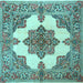 Square Medallion Light Blue Traditional Rug, tr1600lblu